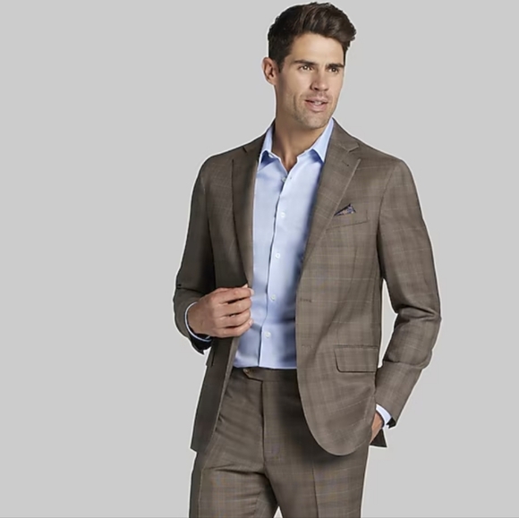 Jos A Bank Reserve 42L 100% Wool Traveler Blazer Check Plaid Windowpane  Long - Picture 1 of 13